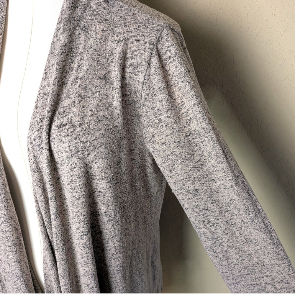 Philosophy Heather Taupe Open Front Cardigan Minimalist Cozy Casual Layer (Sz L) - Picture 6 of 10